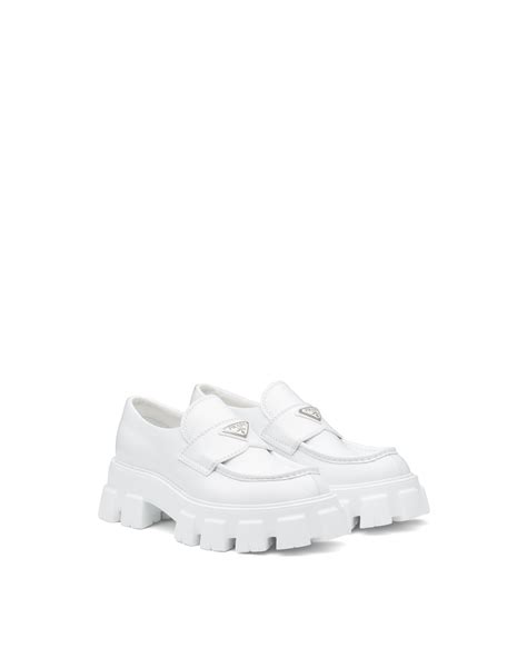 prada monolith loafers white